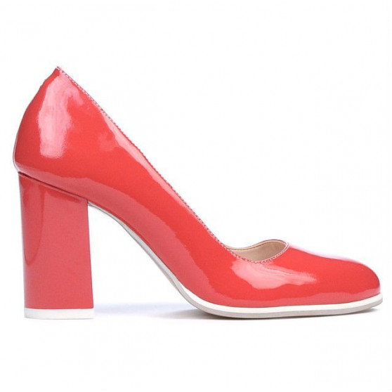 Elegantní/casual dámské boty 1254 lakovaná červená korálová