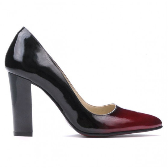 Elegantní dámské boty 1261 lakovaná bordó+černá
