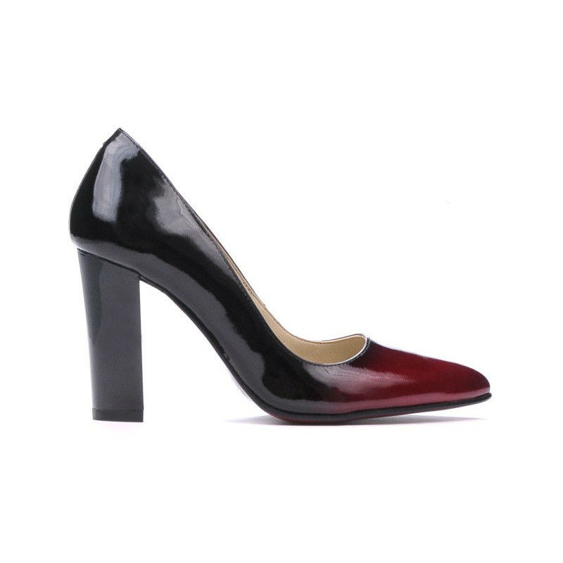 Elegantní dámské boty 1261 lakovaná bordó+černá