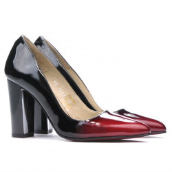 Elegantní dámské boty 1261 lakovaná bordó+černá