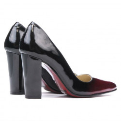 Elegantní dámské boty 1261 lakovaná bordó+černá