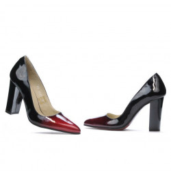Elegantní dámské boty 1261 lakovaná bordó+černá