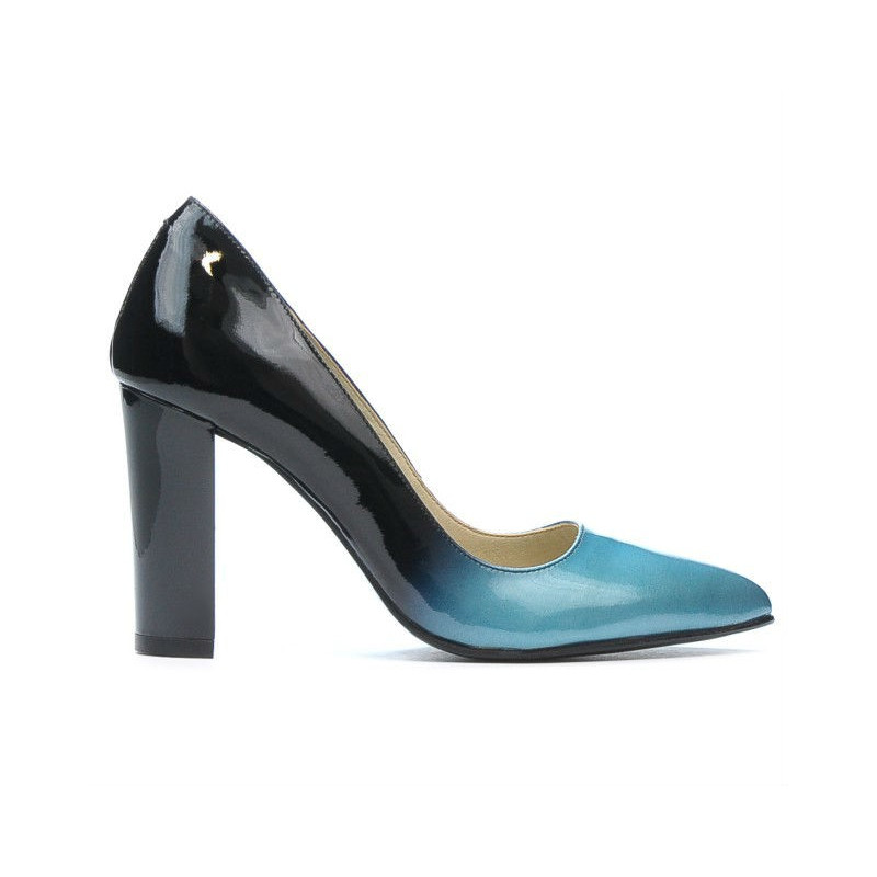 Elegantní dámské boty 1261 lak modrá+černá
