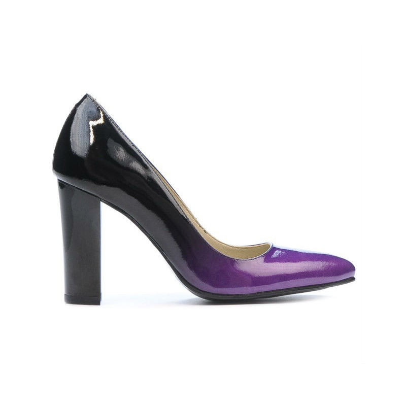 Elegantní dámské boty 1261 lak fialový+černý