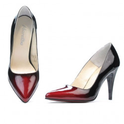 Elegantní dámské boty 1246 lak bordo+černá