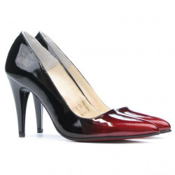 Elegantní dámské boty 1246 lak bordo+černá