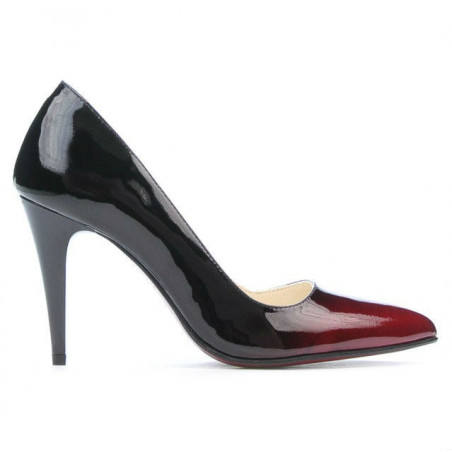 Elegantní dámské boty 1246 lak bordo+černá