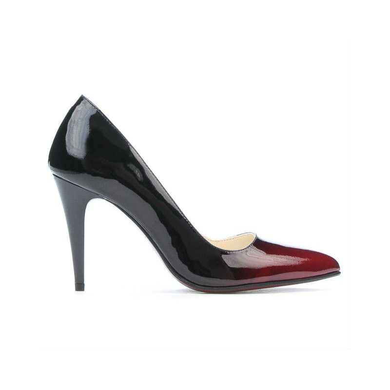 Elegantní dámské boty 1246 lak bordo+černá