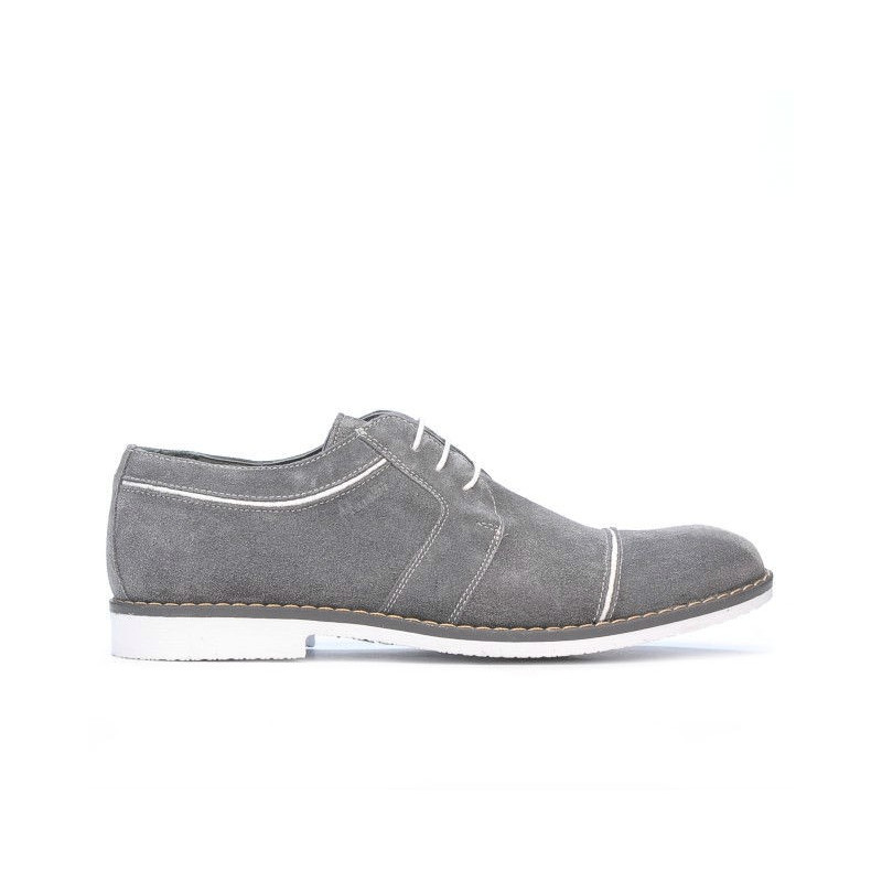 Pánské neformální / elegantní boty 749 šedá velur+bílá
