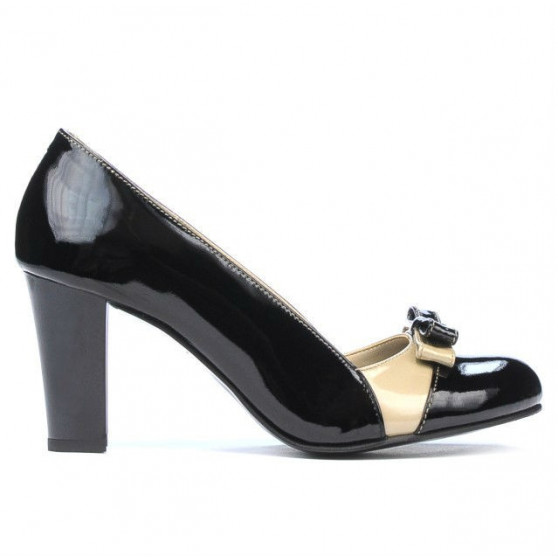 Elegantní dámské boty 1227 černý lak + béžová
