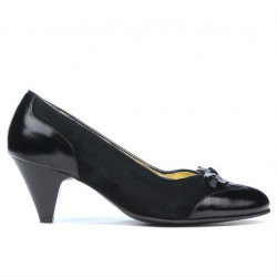 Elegantní dámské boty 1064 černý lak+černá antilopa