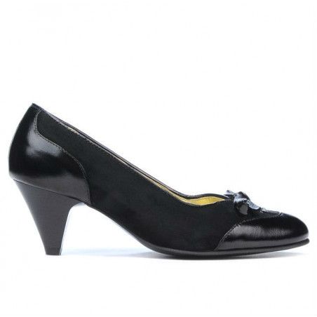 Elegantní dámské boty 1064 černý lak+černá antilopa