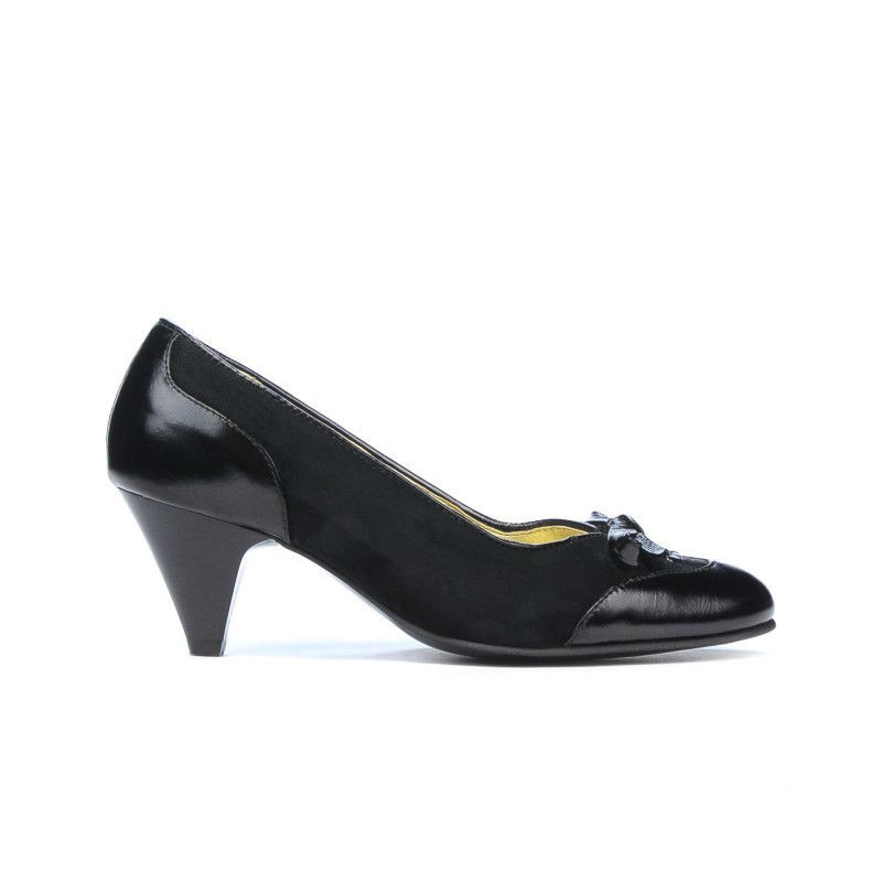 Elegantní dámské boty 1064 černý lak+černá antilopa