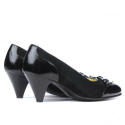 Elegantní dámské boty 1064 černý lak+černá antilopa