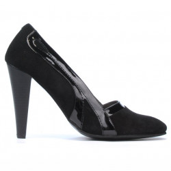Elegantní dámské boty 1208 černá antilopa + černý lak