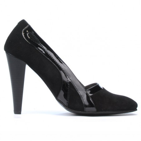 Elegantní dámské boty 1208 černá antilopa + černý lak