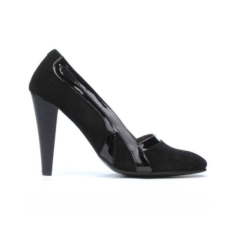 Elegantní dámské boty 1208 černá antilopa + černý lak