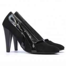 Elegantní dámské boty 1208 černá antilopa + černý lak