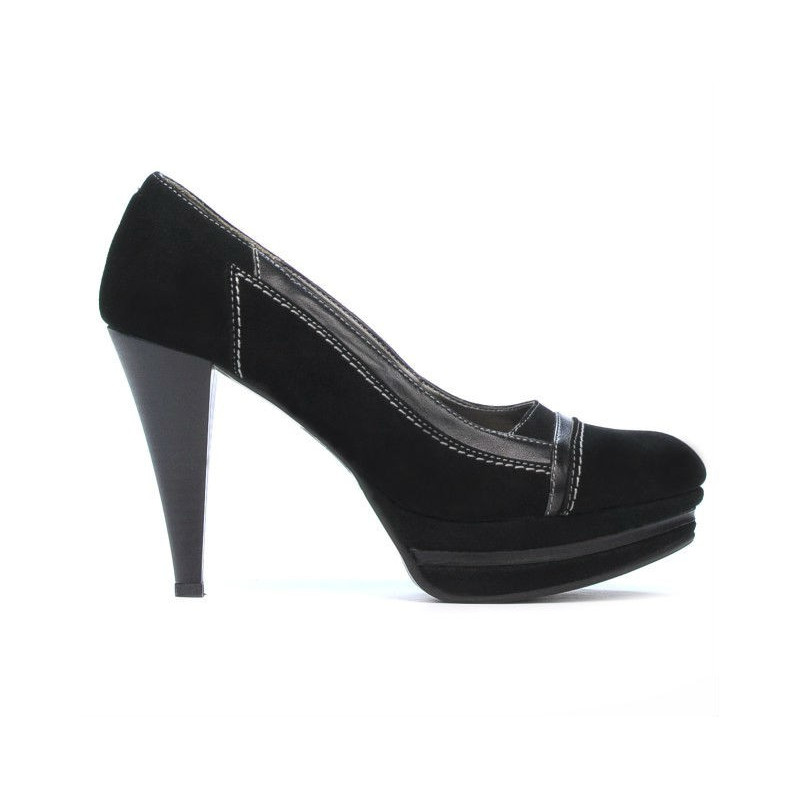 Elegantní dámské boty 1094 černá antilopa + černý lak