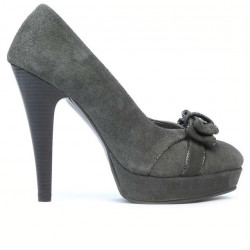 Elegantní dámské boty 1095-1 šedá antilop kombinace