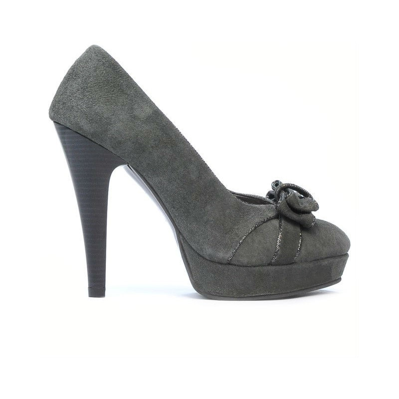 Elegantní dámské boty 1095-1 šedá antilop kombinace