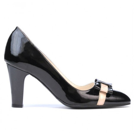 Elegantní dámské boty 1263 lak černý+béžový