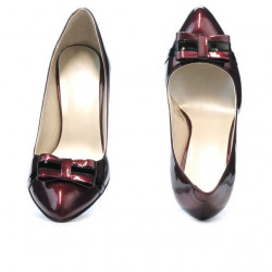 Elegantní dámské boty 1263 lak bordo+černá