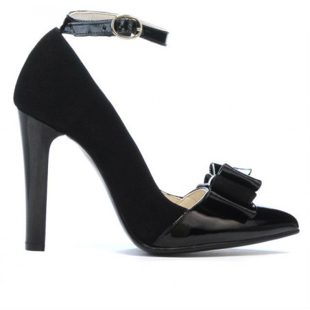 Elegantní dámské boty 1264 černý semiš + černý lak