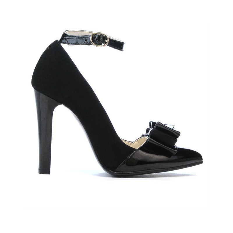 Elegantní dámské boty 1264 černý semiš + černý lak