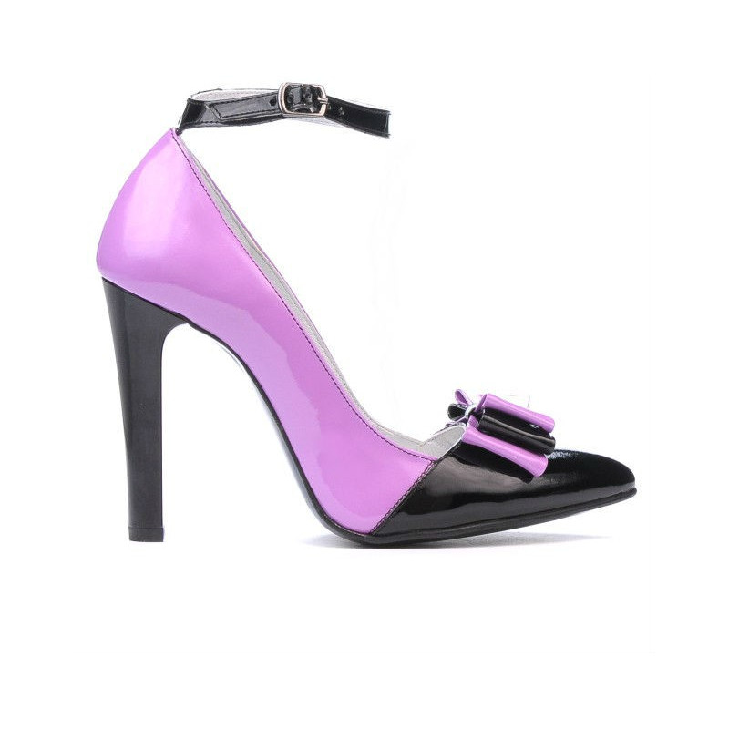 Elegantní dámské boty 1264 lak fialový+černý