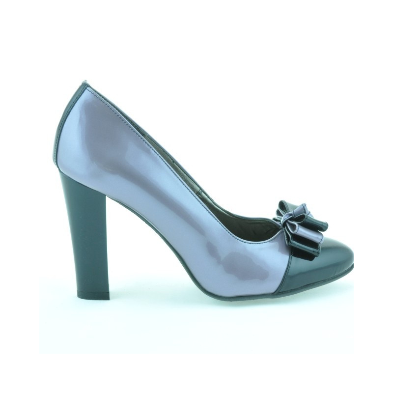 Elegantní dámské boty 1226 lak světlá fialová + černá