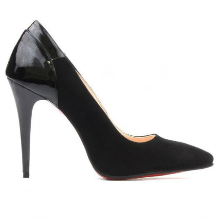 Elegantní dámské boty 1230 černá antilopa + černý lak
