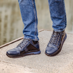 Pánské ležérní boty 4110 indigo+černá