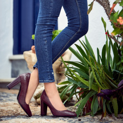 Elegantní dámské boty 1261 python bordo