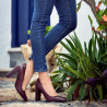 Elegantní dámské boty 1261 python bordo