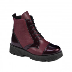 Dětské boty 3029 lakované bordo kombinované