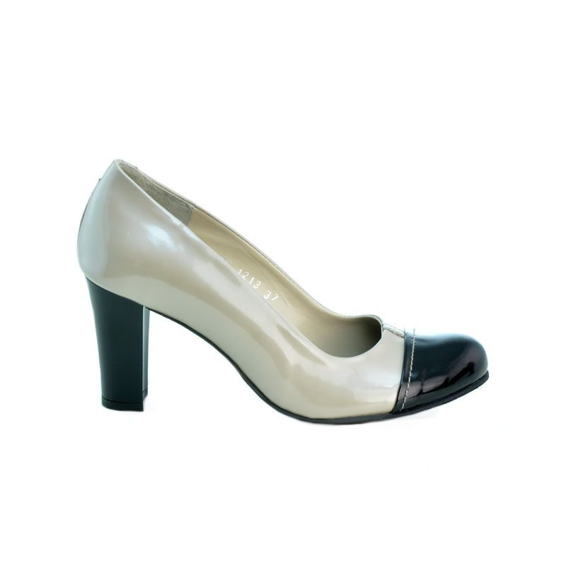 Elegantní dámské boty 1213 lak béžová+černá