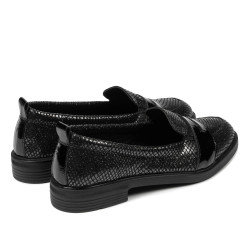 Dámské ležérní/elegantní boty 6037 černý perleťový kombinovaný
