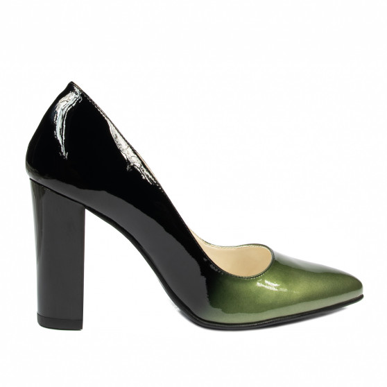 Elegantní dámské boty 1261 lak zelená+černá