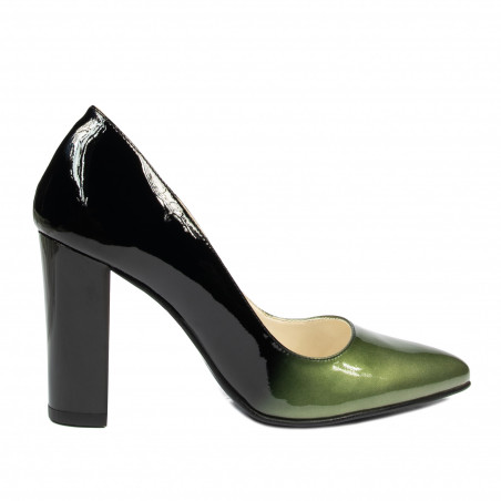Elegantní dámské boty 1261 lak zelená+černá