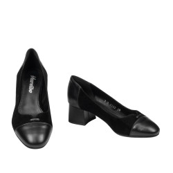 Elegantní dámské boty 1332 černý kombinovaný velur