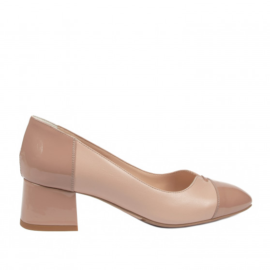 Elegantní dámské boty 1332 lakované nude kombinované