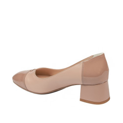 Elegantní dámské boty 1332 lakované nude kombinované
