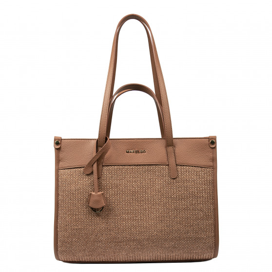 Dámská plážová taška 045g camel+karamelová rafie