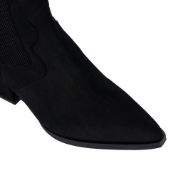 Dámské kotníkové boty na podpatku 1418 černý velur