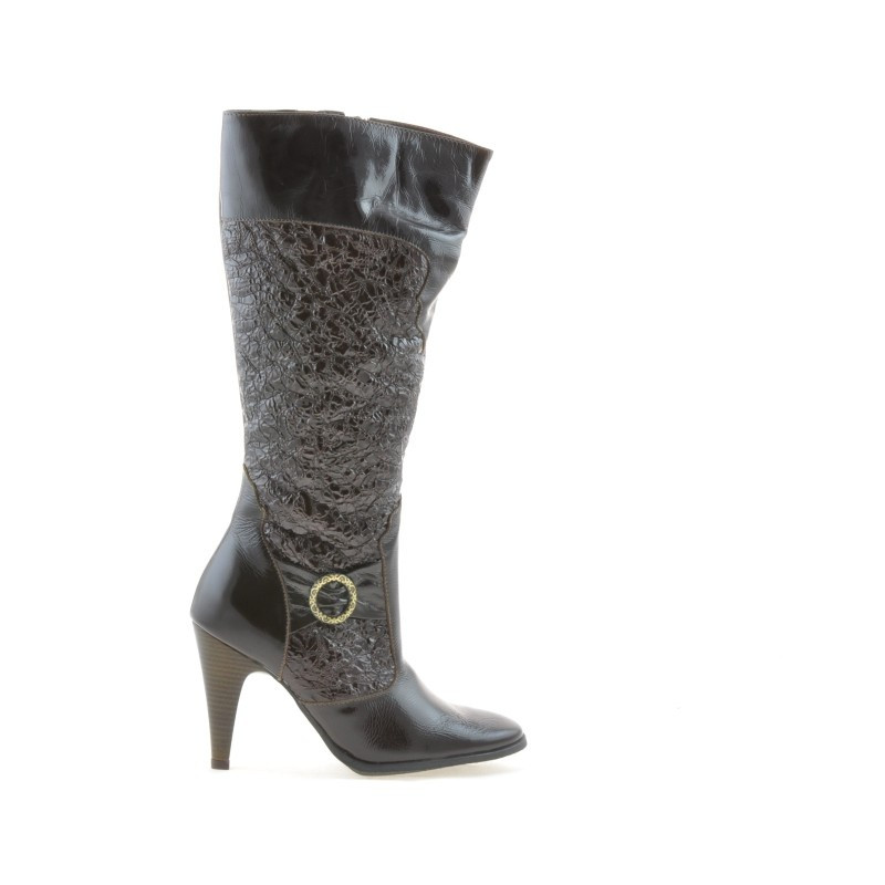 Dámské kozačky 1108 crep lak káva