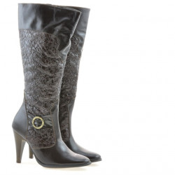 Dámské kozačky 1108 crep lak káva
