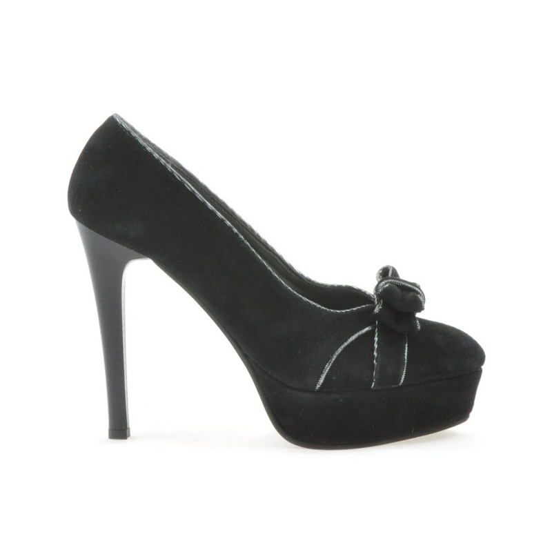 Elegantní dámské boty 1095 černá antilopa+stříbrná
