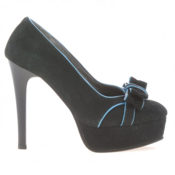 Elegantní dámské boty 1095 černá antilopa+tyrkysová