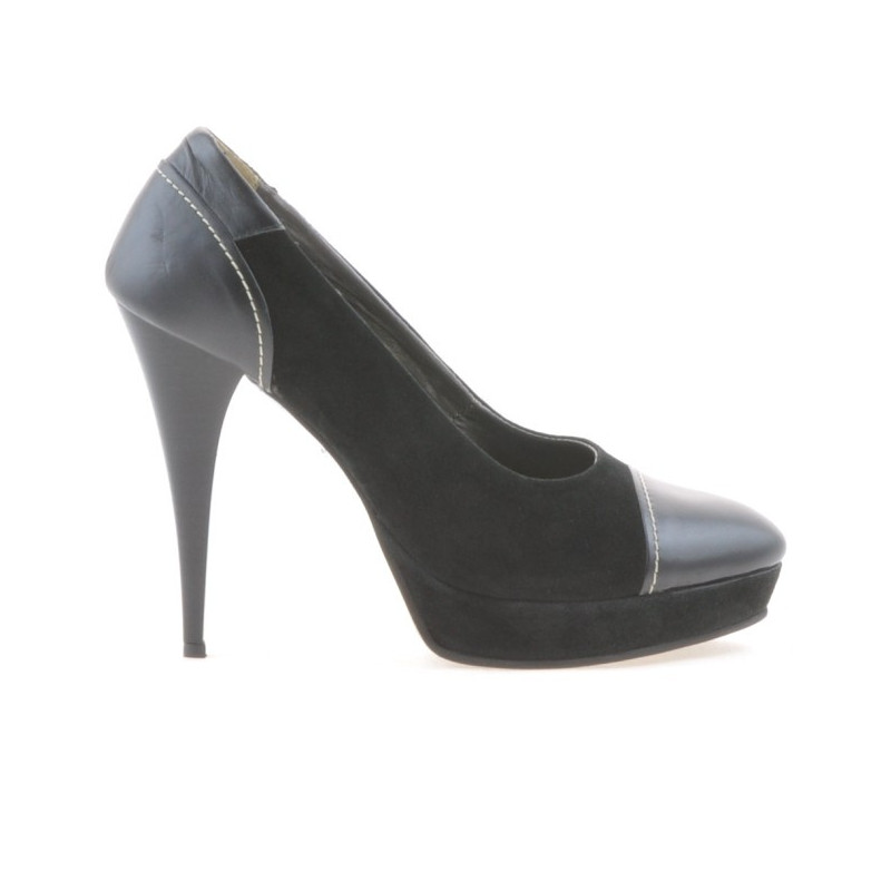 Elegantní dámské boty 1082 černá antilopa kombinovaná